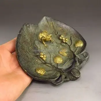 

Chinese Bronze brush washer w Statue - Frog