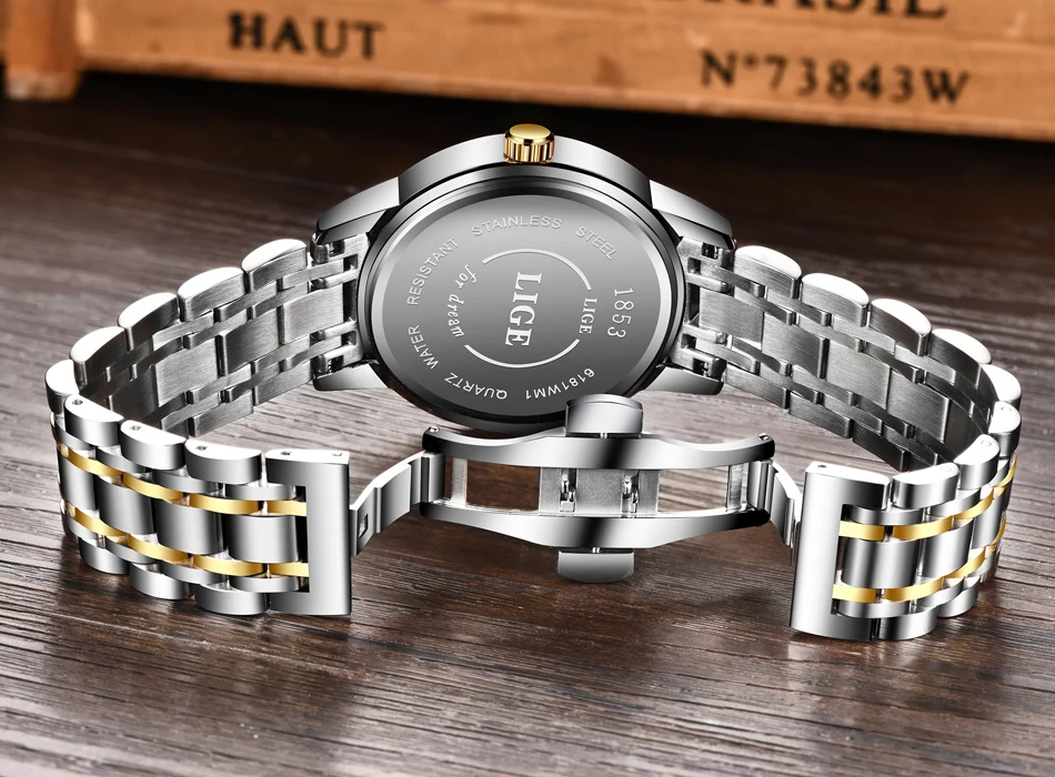 2021 LIGE New Golden Mens Watches Top Brand Luxury Chinese Dragon Watch Business Full Steel Quartz Clock Male Relogio Masculino