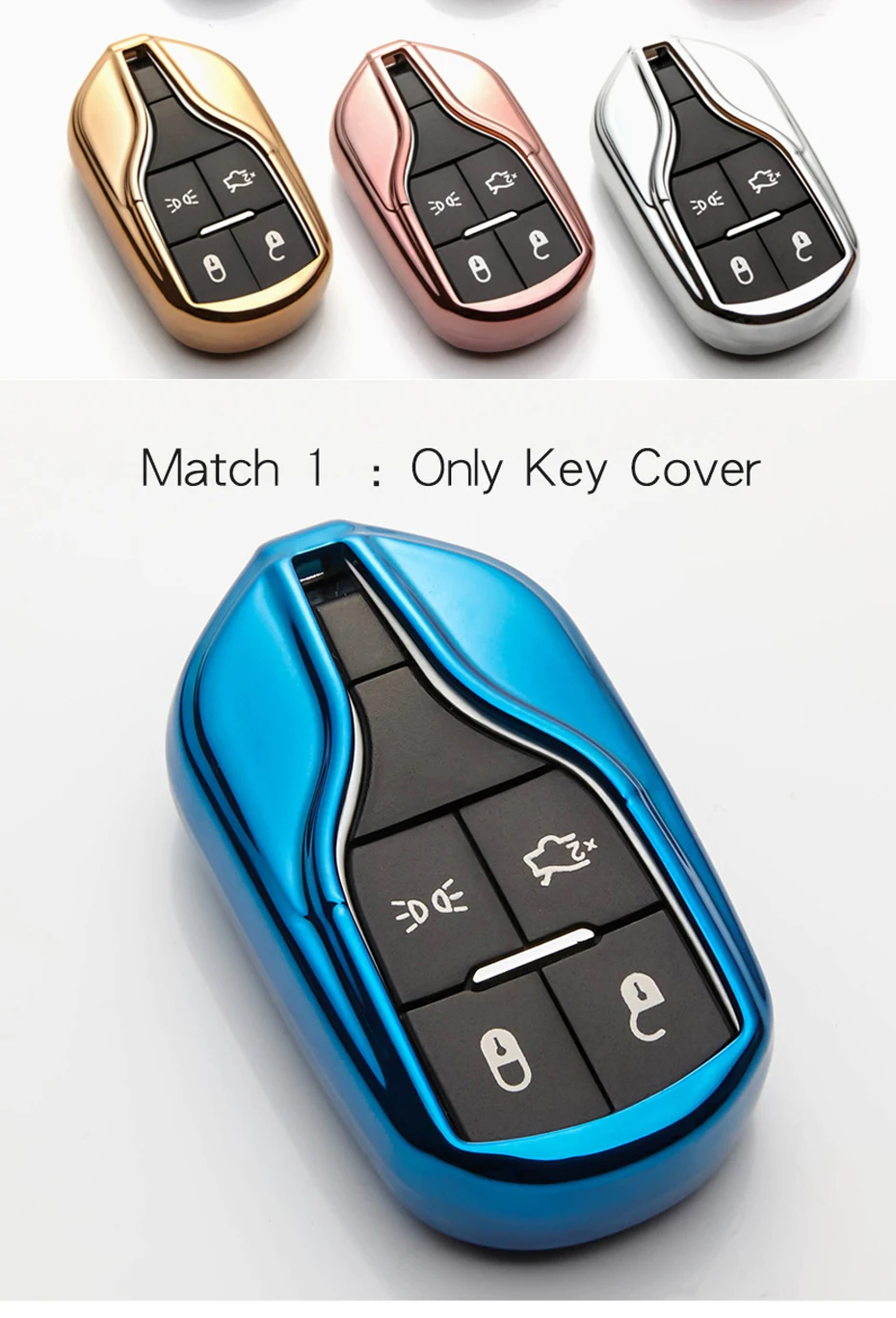 1Pc Leather Car Remote Key Fob Case Holder Cover Maserati Ghibli Quattroporte