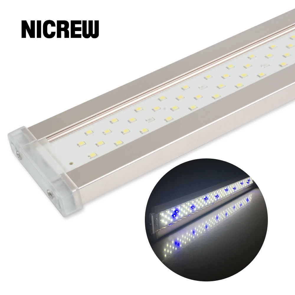 Comprar Iluminación Led para acuario Nicrew, planta de acuario 12 W 24 W, planta ultrafina de aleación de aluminio para peceras, iluminación Led de cultivo 6500 7500K