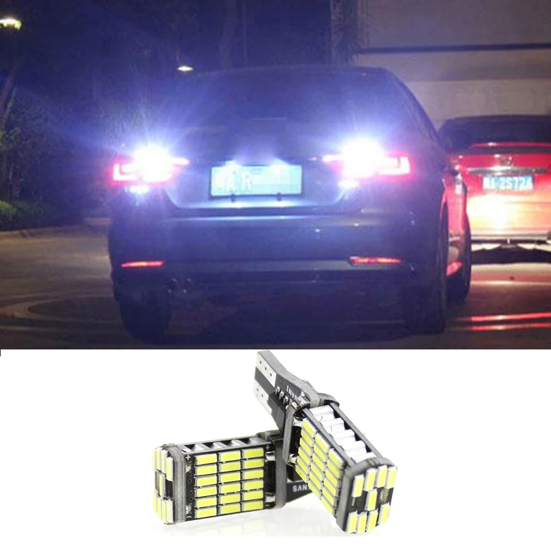 2 шт. Canbus Error Free 15 Вт T15 W16W 921 4014 SMD 45 светодиодный автомобильный резервный лампа