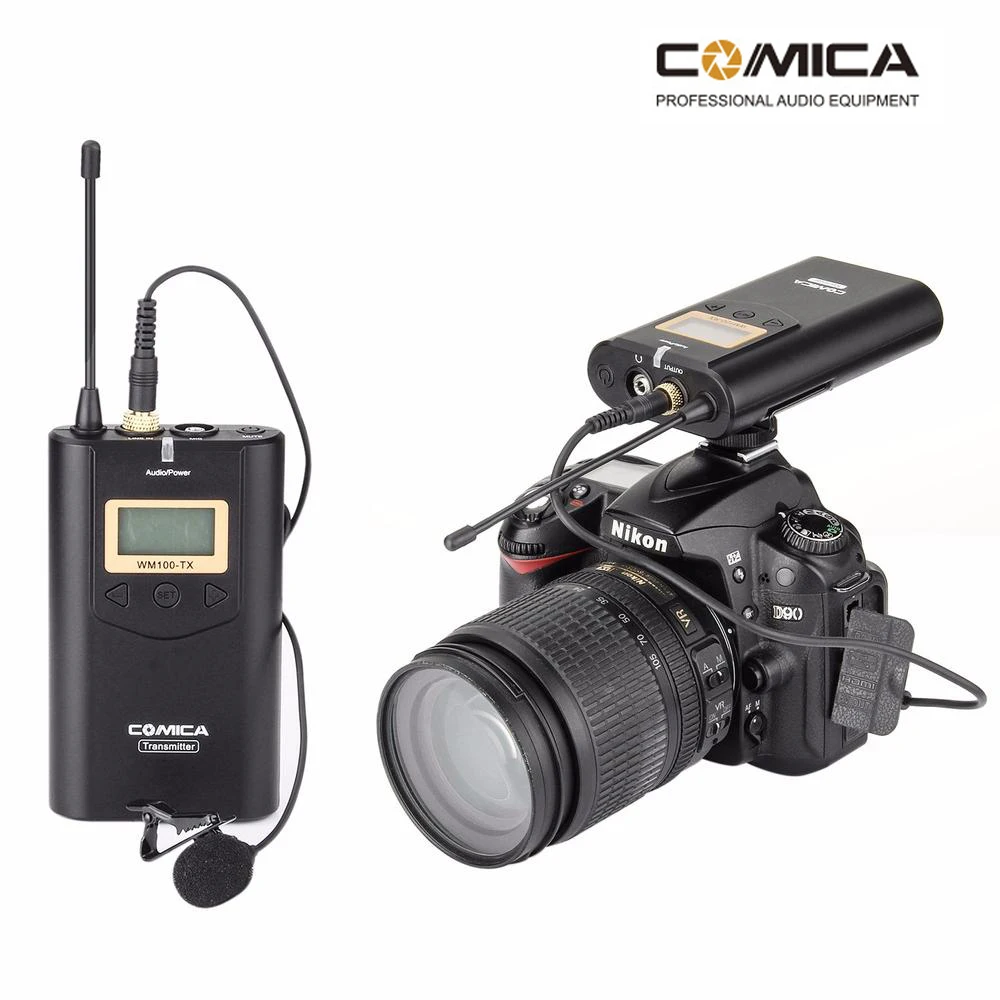 Беспроводная петличная микрофонная система COMICA CVM WM100 для Canon Nikon Sony DSLR Camera A7 GH4