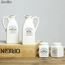 NOOLIM 1 Juego de botella de cerámica de estilo japonés, botella Vintage de aceite vinagre, contenedor de alimentos, Caja de almacenamiento de especias, tarros de cocina