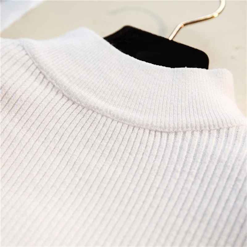 2019 осень зима для женщин пуловеры для свитер вязаный эластичность повседневное джемпер Мода Тонкий Водолазка Теплые женски