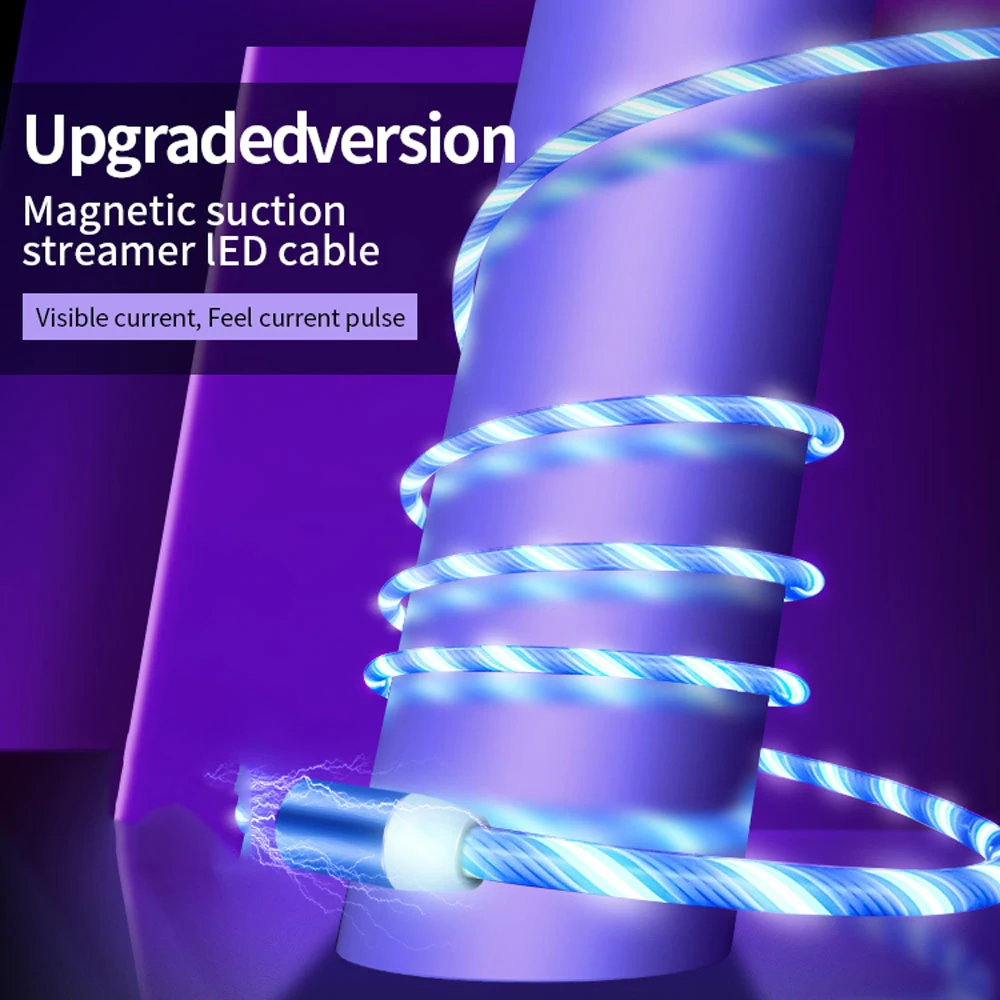 

LED Light Magnetic USB Cable Type C Micro USB Fast Charging Data Cable Charger USB-C Cable For Xiaomi Huawei For Samsung S9 S8