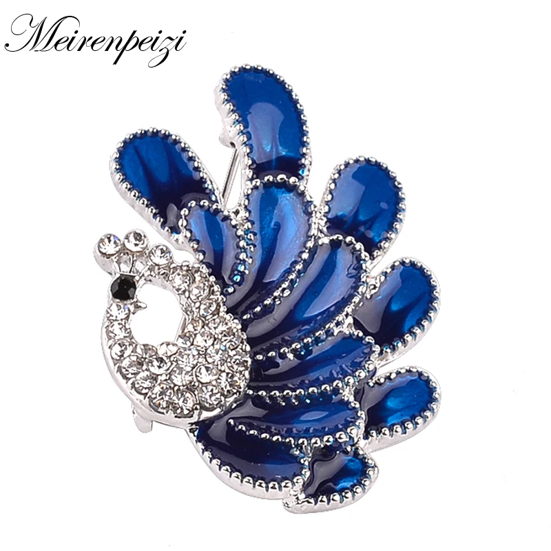 Fashion Female Wedding Brooches Gift Classic blue Peacock Shaped Blue