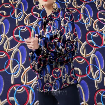 

The chain loops digital painting stretch satin silk fabric for dress shirt telas por metro tissu africain tissus au metre tecido