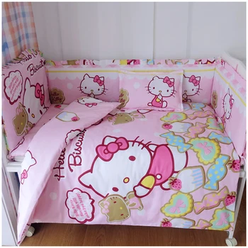

9PCS Cartoon Newborn baby bedding set Toddler Baby bed linen, crib bumpers (4bumper+sheet+pillow+duvet)