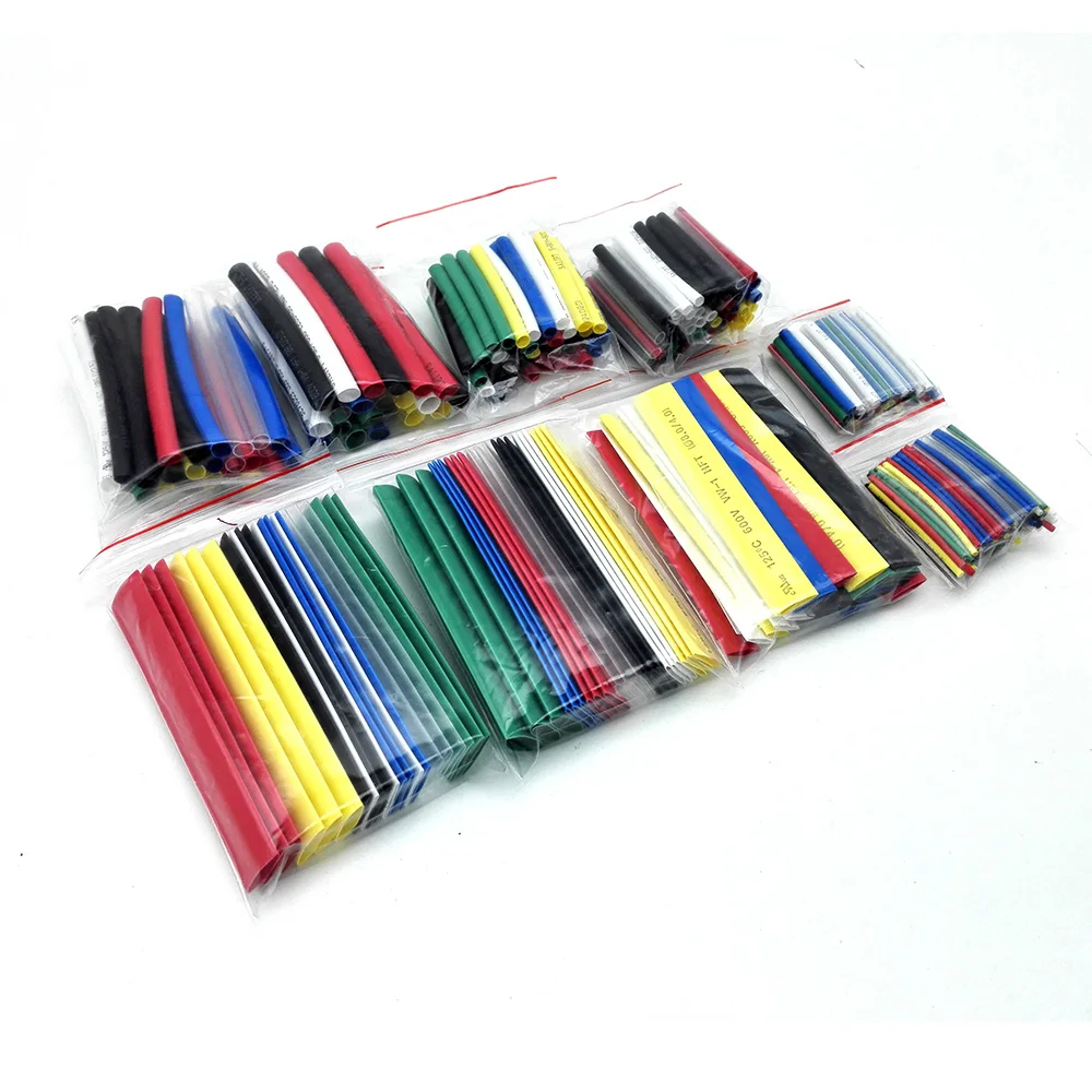 385pcs 2:1 Polyolefin Shrink Assorted Wrap Wire Insulated Shrinkable Sleeves 7 colors, 9 sizes Heat Shrink Tubing