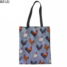 Парусиновые повседневные пляжные сумки большой емкости складные куриные продуктовые сумки многоразовая Экологичная сумка для покупок в супермаркете