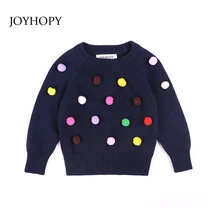 JOYHOPY/свитера для маленьких девочек; Новинка года; трикотажная одежда с длинными рукавами для девочек; Детский Повседневный свитер для девочек; сезон весна-осень