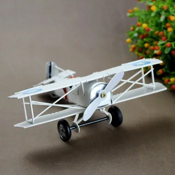 

Decor Retro Fighter Figurines Make Old Metal Airplane Model Statue Classic Fighter Crafts Cafe Bar Decor Antique Biplane