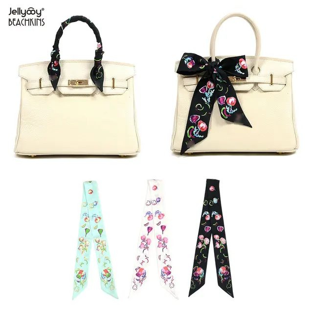 Jellyooy Beachkins New Luxury 100 Silk Twill Scarves Handbags Jellyooy Beachkins New Luxury 100 Silk Twill Scarves Handbags Handle Wrap Decoration Camellia Fl T