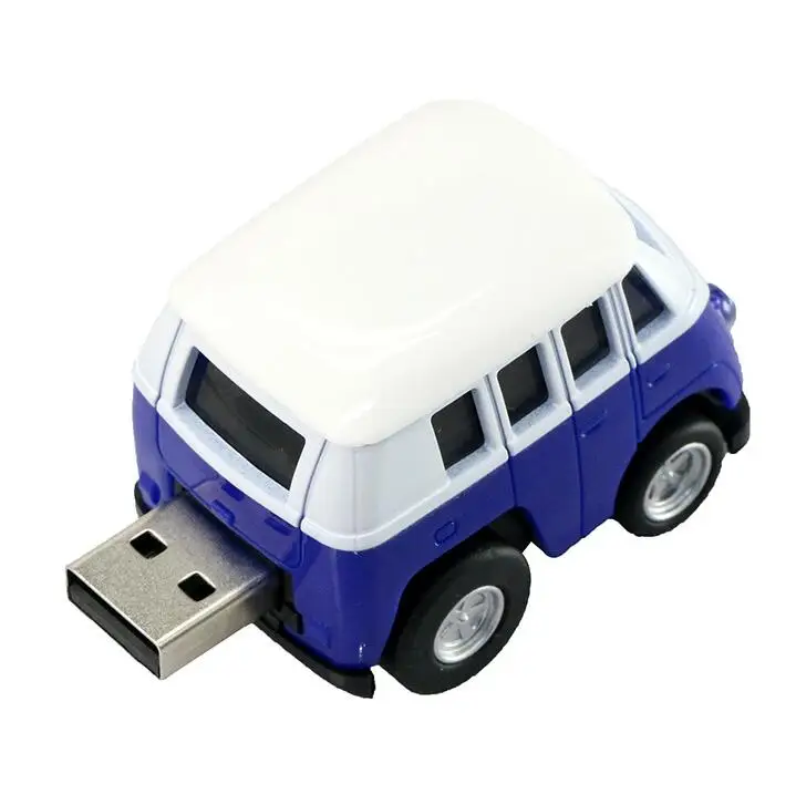 Школьный автобус, USB флеш-накопитель, модель мини-машины, 4 ГБ, 8 ГБ, 16 ГБ, 32 ГБ, 64 ГБ, 128 ГБ, флешка, USB 2,0, флешка, флеш-карта - Цвет: blue