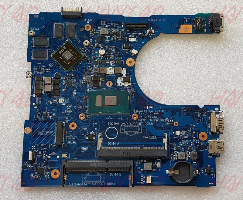 

AAL15 LA-D071P FOR DELL 5559 Laptop Motherboard With SR2EY i5 CPU R5 M335 2GB DDR3L Mainboard 100% Tested Fast Ship