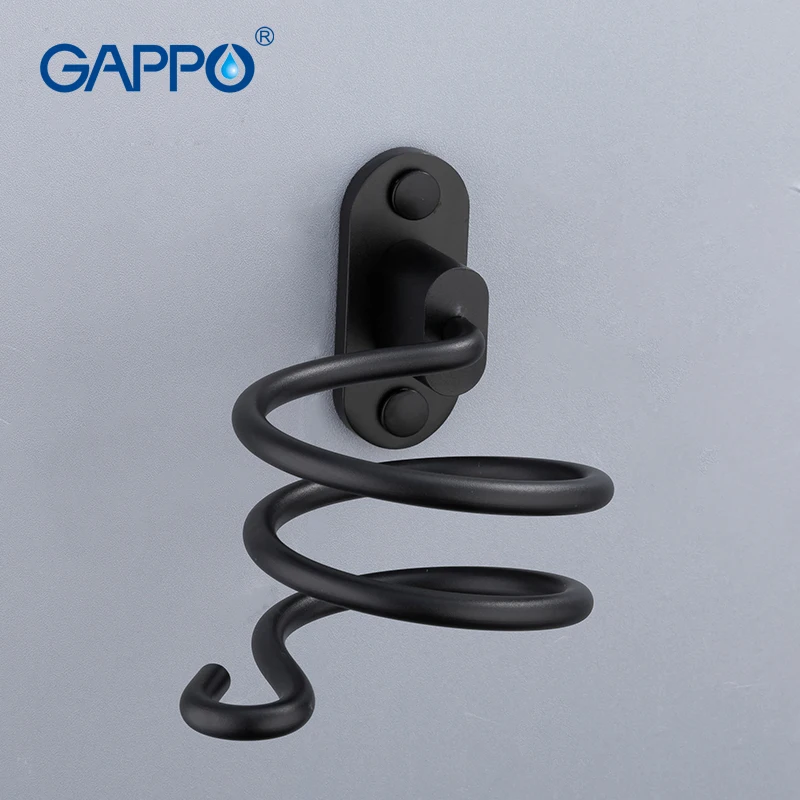 

GAPPO Bath Hardware Sets space aluminum wall mounted hair dryer holder rack black holder storage rack bathroom accessories