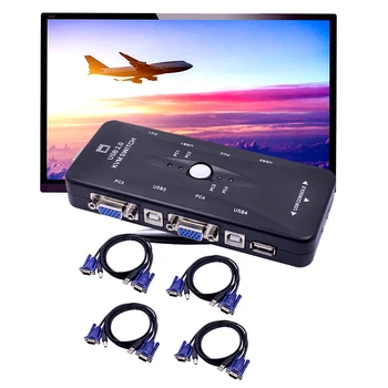 

CHIPAL 10PCS USB 2.0 KVM Switch 4 Port VGA SVGA Splitter Adapter 1920*1440 + 4pcs Cables for Keyboard Mouse Monitor Printer