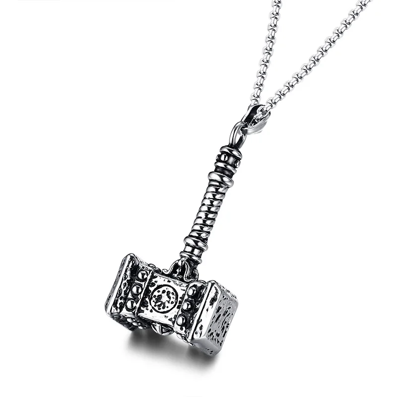 Baratos Mens sólido Viking Thors collar con dije de martillo de acero inoxidable Vintage Mjolnir es la mitología nórdica joyería