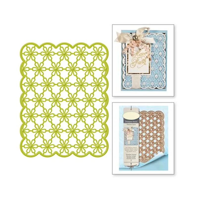 

YaMinSanNiO Flowers Frame Dies Diamond Background Metal Cutting Dies Scrapbooking Stencils Paper Card Making Crafts Embossing