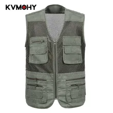 Мужской жилет разгрузочный дышащий сетчатый пиджак мужской повседневный мульти-карман на молнии фильм фотографии Жилеты Пальто XL-4XL