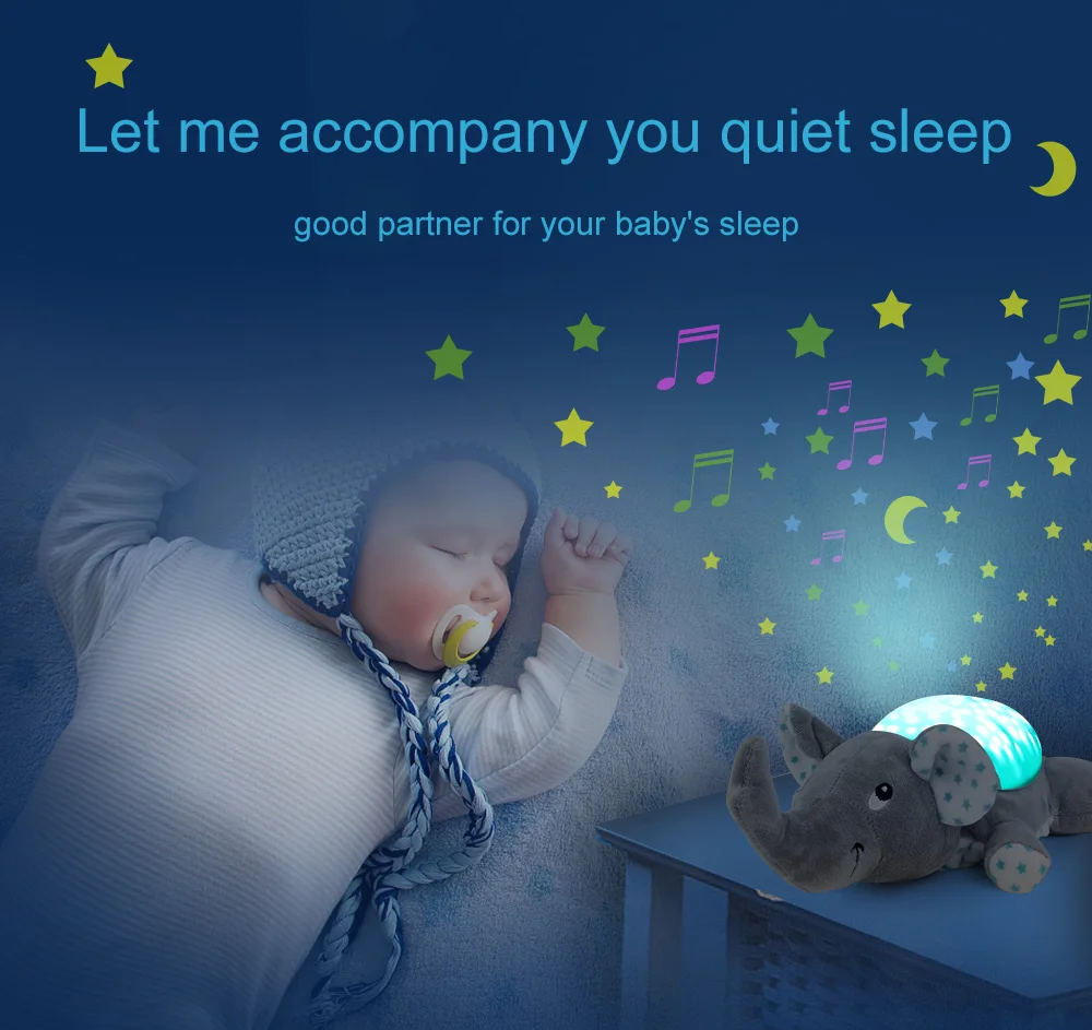 Детские мягкие куклы, плюшевые игрушки животных с музыкой проектор звезд свет Led сна слон лягушка Partnerfor для маленьких мальчиков для девочек