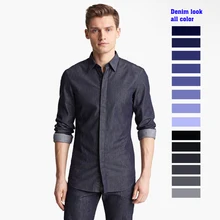 DENIM look jeans blue all color men’s bespoke tailor made Dress casual Shirt bespoke tailor made MTM male blouse 2018 VA