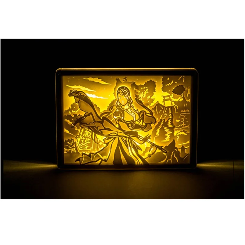 

Decoration Anime Figure Acrylic Stereo Light Desk Lamp Sculpture Paper Carving Crystal Frame Lamp Creative Birthday Gift H69
