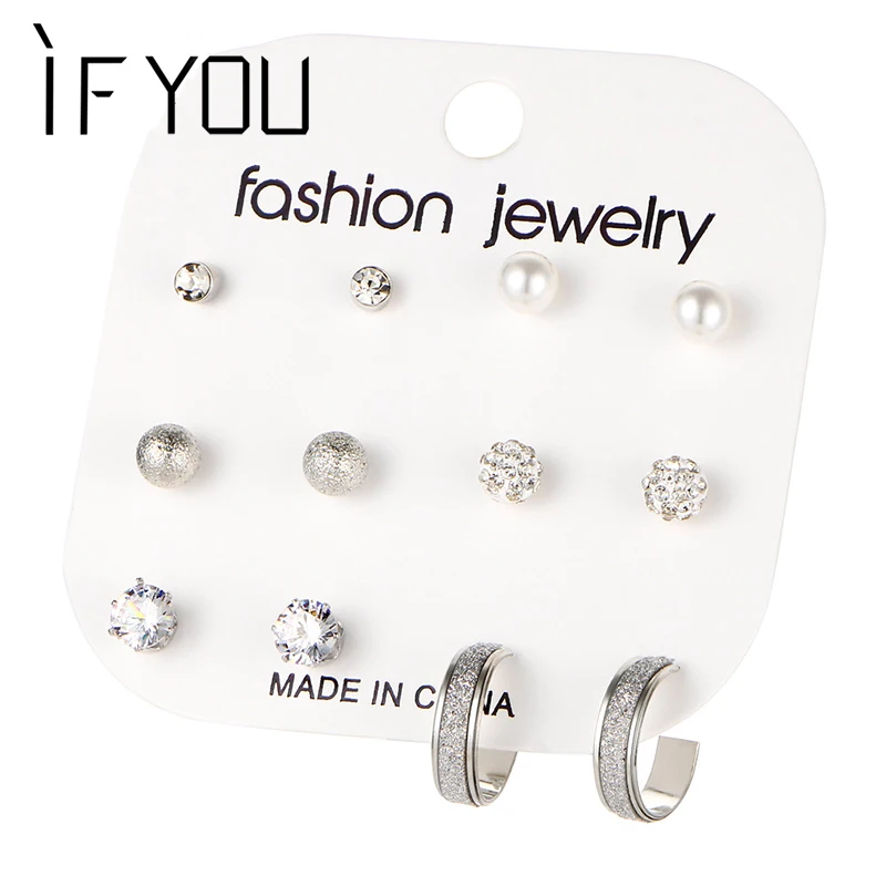 IF YOU 6 Pairs/Sets Bohemian Clip On Heart Earring Set Luxury Big