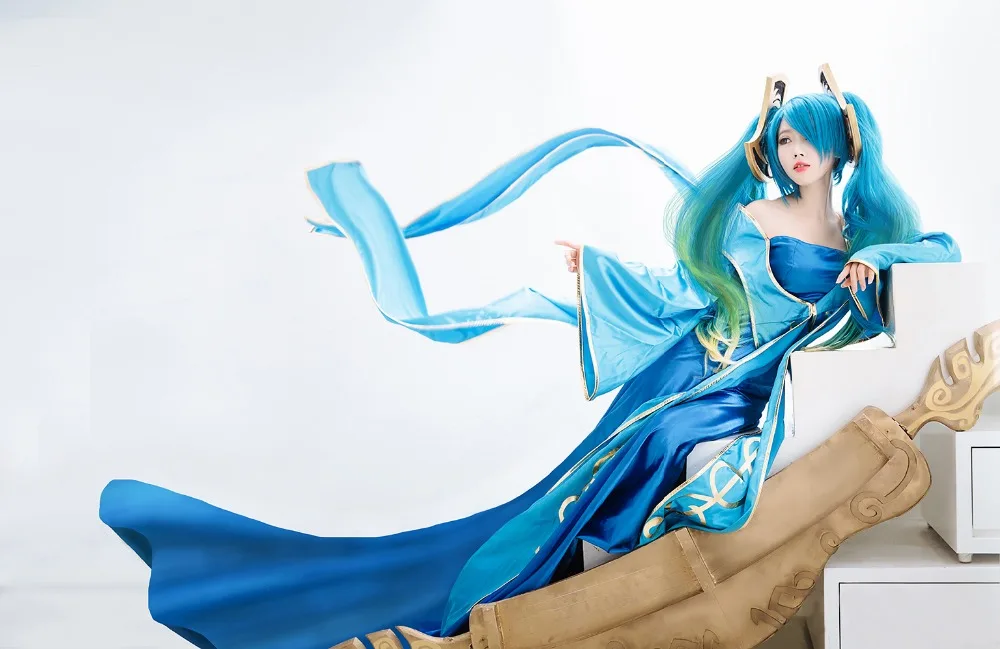 

In stock LOL Maven of the Strings Sona Buvelle Cosplay Costume lol Uniform Halloween Costume for women Custom made free ship