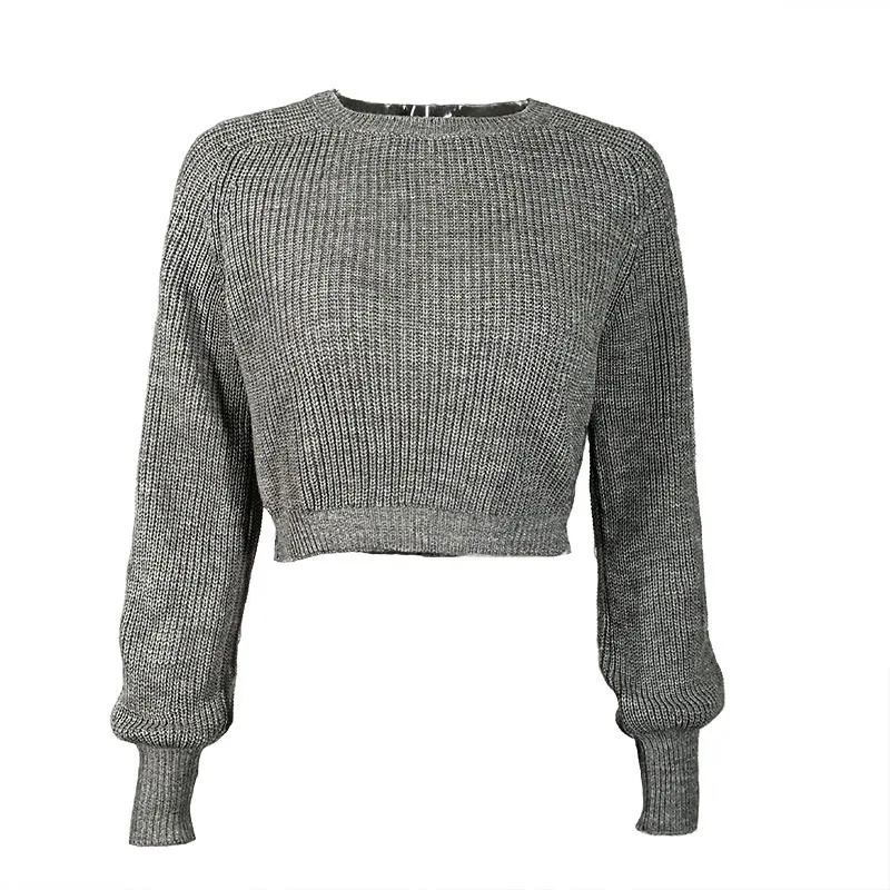 Simenual Casual crop sweater 2018 autumn winter slim grey long sleeve jumper knitwear sexy fashion women sweaters and pullovers Simenual Casual crop sweater 2018 autumn winter slim grey long sleeve jumper knitwear sexy fashion women sweaters and pullovers