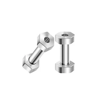 

JFORYOU Pair of Surgical Steel Polished Hexagon Screw-Fit Flesh Tunnels Piercing Jewelry Stretcher Ear Plugs Earring Lobe