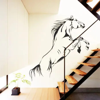 

Black Horse Jumping Wall Stickers for Meeting Room Living Room Glass Home Furnishing Decorative Home Decoration Art Decals