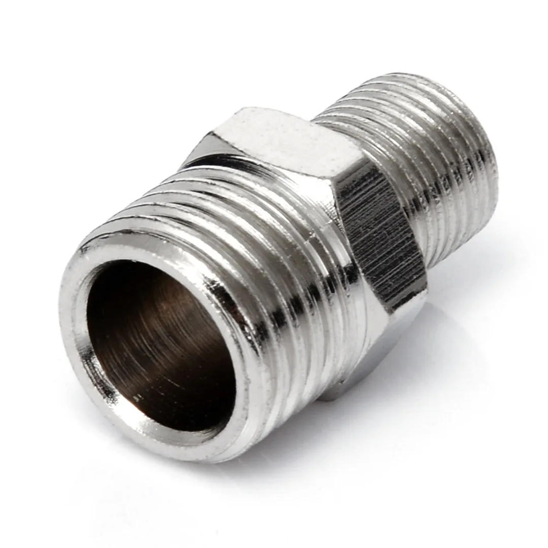 1pc Chrome-plating Copper Airbrush Hose Adaptor 1/4" BSP Male to 1/8" BSP Male Fitting Connector