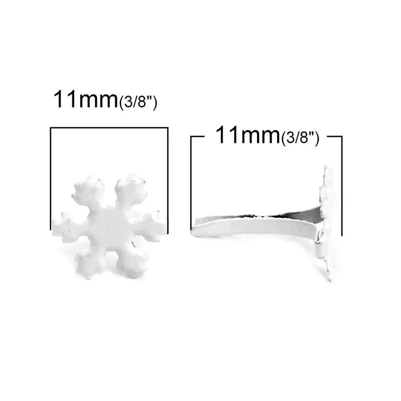 Doreenbeads сплав железа Snowflower Брадсы Скрапбукинг украшение для Наборы для творчества выводы белый 11*11 мм, 50 шт
