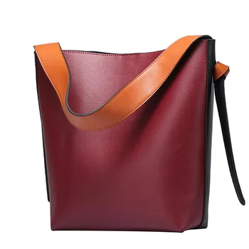 

Genuine leather bucket big bag women ladies leather luxury women's leather women bags designer high quality fashion sac