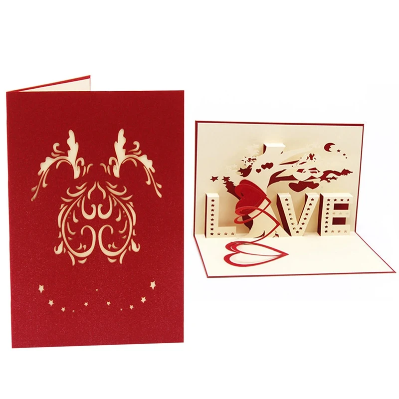 

Greeting Card Three-dimensional Greeting 3D Paper-cut Love Tree Valentine's Day Gift Greeting Card Postcard