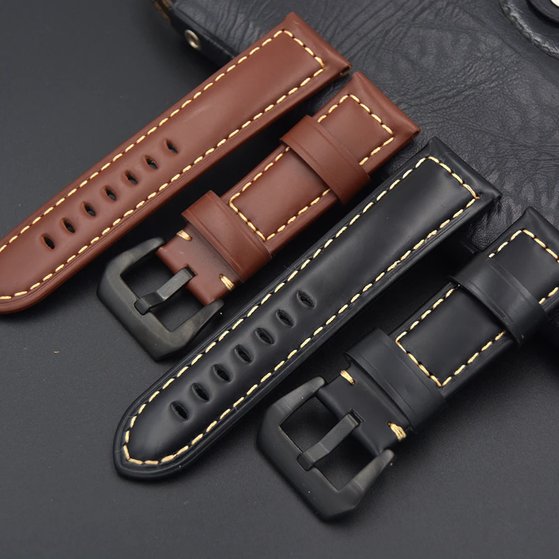 High quality oil skin leather Watch strap 22mm 24mm Genuine leather