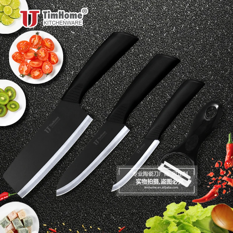 Bernice 4 Pcs Black Blade Kitchen Chef Peeling Knives With Sheath For Fruit And Vegetable
