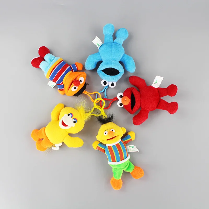 

10pcs/Lot 13CM Sesame Street Elmo Cookie Big Bird Ernie Bert Plush keychain Toys Stuffed Pendant Dolls 5 styles to choose