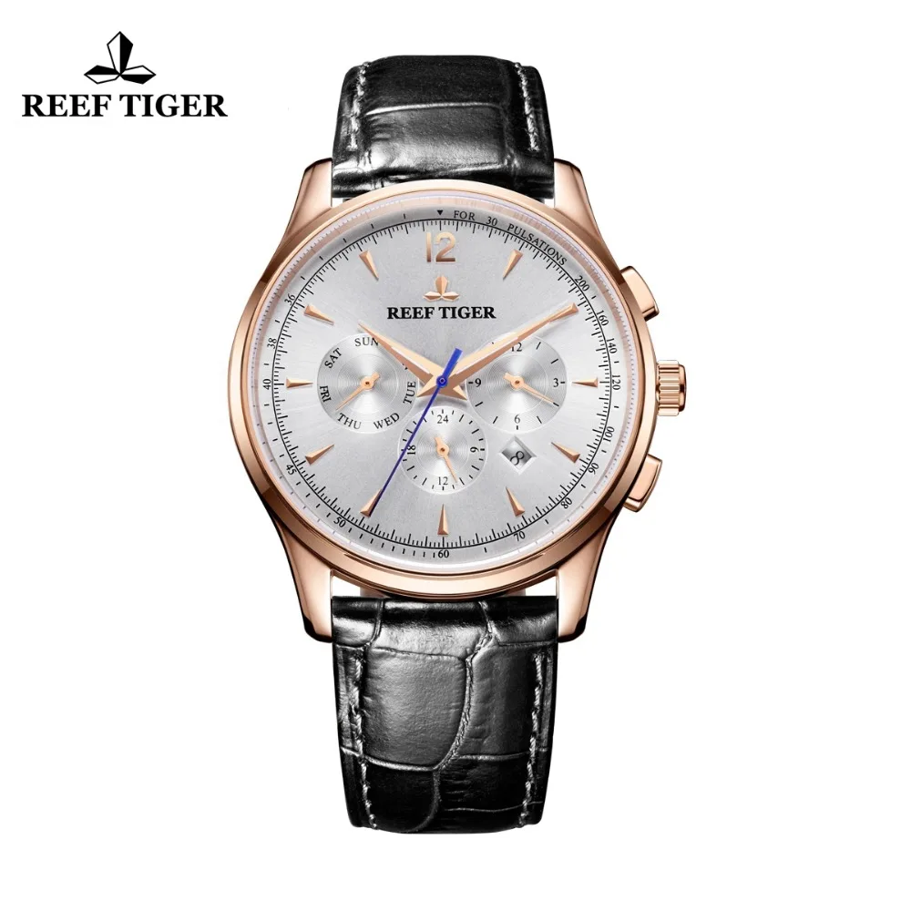 

Reef Tiger Luxury Dress Watches Men Brown Leather Strap Automatic Analog Watches Relogio Masculino RGA1654