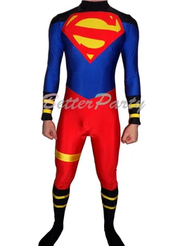 

(SUP111) Superboy Lycra Spandex Young Justice Superman Superhero Costume Cosplay Zentai Dress Halloween Party Costume With Cape