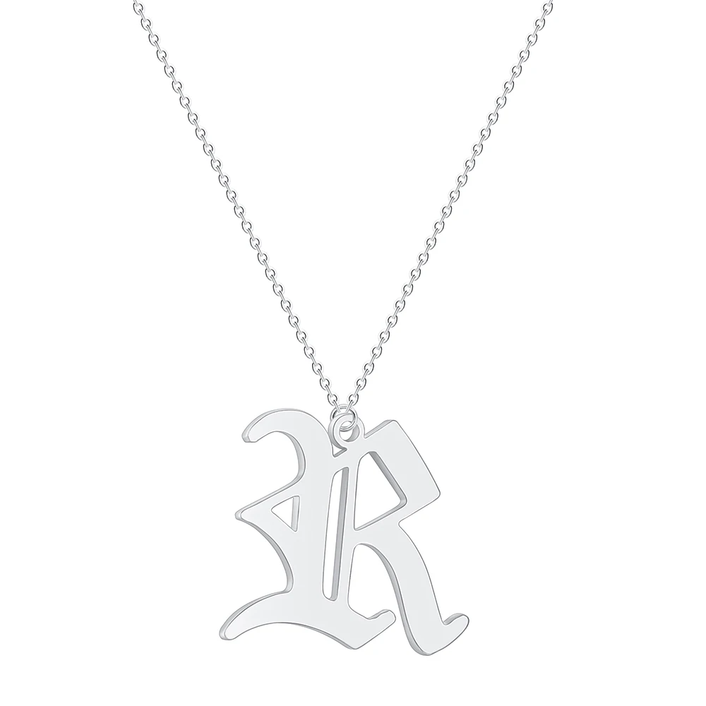 Letra inicial de piedra junio plateado plata collar Alfabeto Encanto A a Z