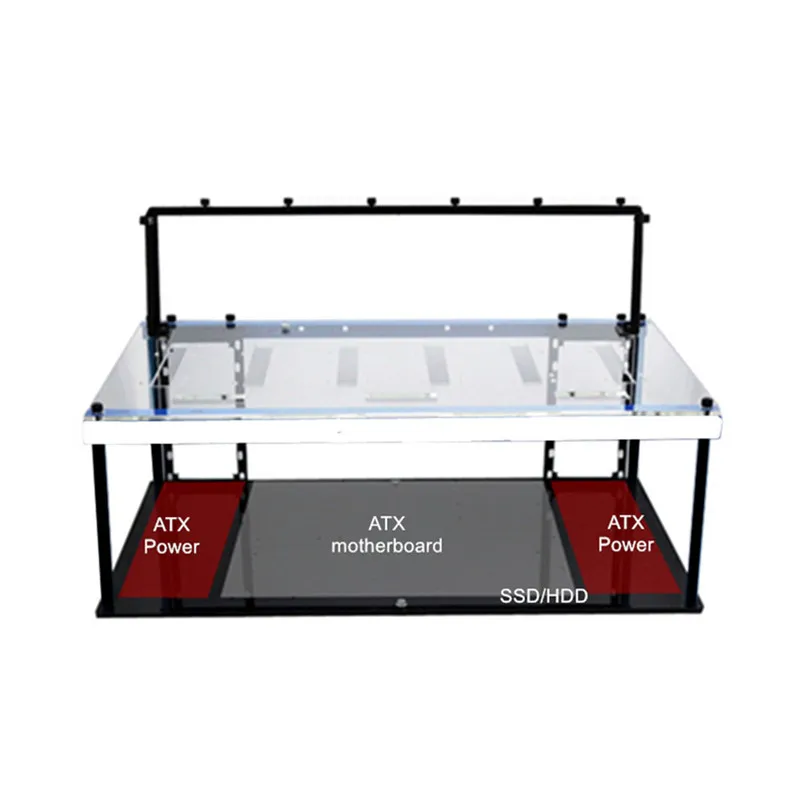 

NEW 6 GPU Acrylic Open Air Crypto Coin Mining Frame Rig Case Graphics Card ETH LTC BTC Ethereum Computer Case Towers