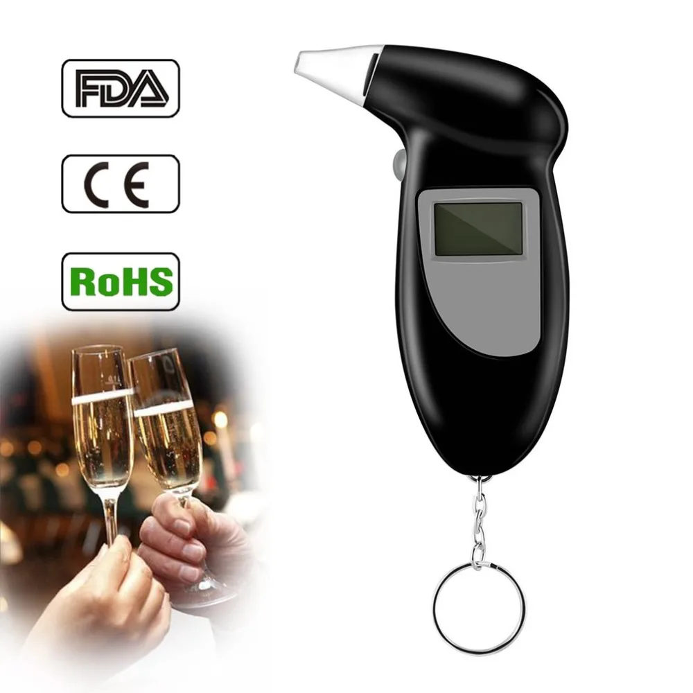 Цифровой тестер на алкоголь, дыхательный тестер, анализатор, детектор, тестовый брелок, устройство для алкотестер, ЖК-дисплей
