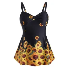 Женский бикини большого размера, женский топ с принтом подсолнуха, для похудения, волнистый Топ для плавания, Бразильский бикини, купальник, пляжная одежда