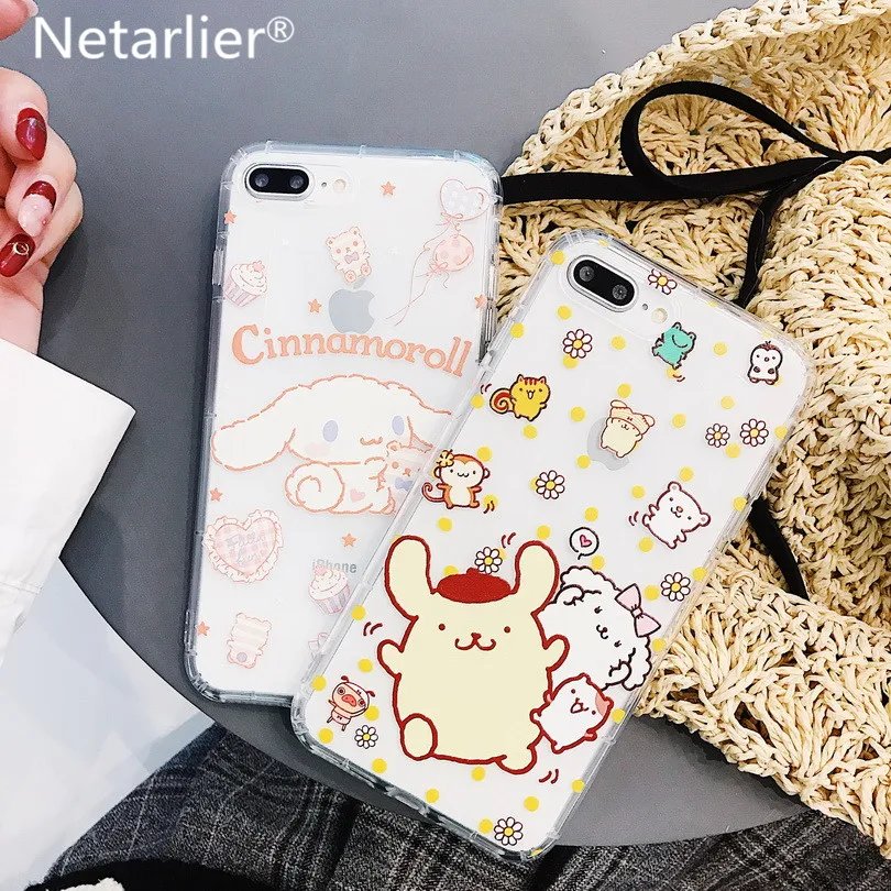 Netarlier Cartoon Case For iPhone 6 6s 4.7 Cute Animals Cinnamoroll Dog Cake Floral Protective Air Cushion Soft Phone Cover |