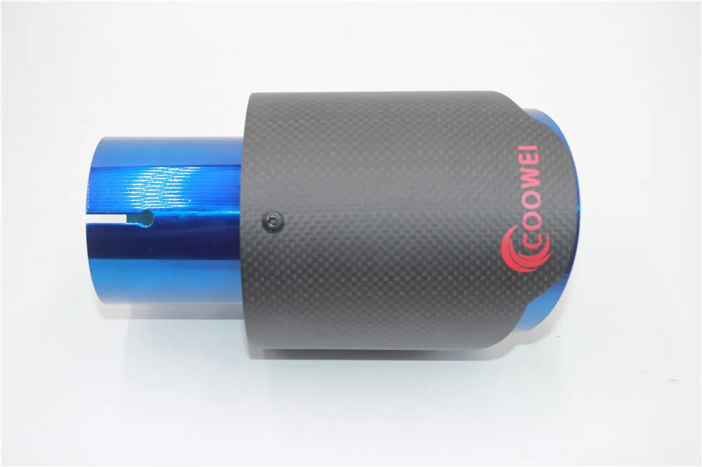 1 шт. 63 мм-89 мм Coowei выхлопные наконечники из углеродного волокна Универсальные выхлопные трубы автомобильные синие концевой выпуск Глушитель Трубы