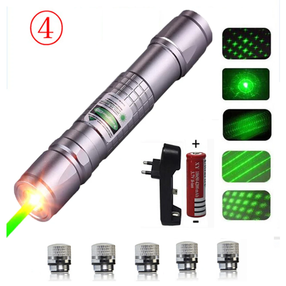 laser pointer hunting green lazer high power tactical Laser sight Pen 303 Burning laserpen Powerful laserpointer flashlight - Цвет: Серебристый