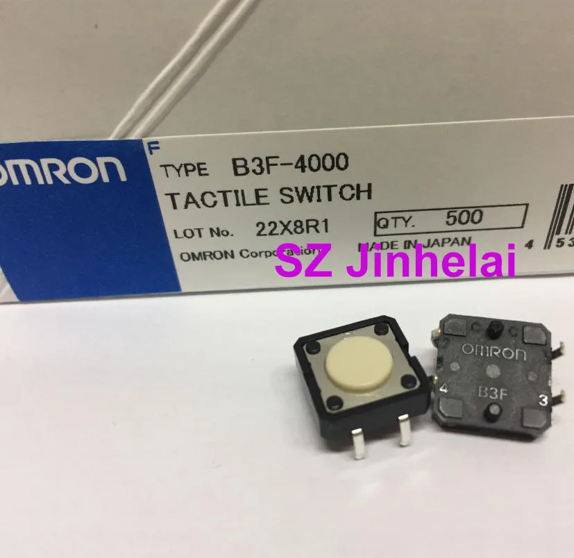 100 шт. OMRON B3F-4000 аутентичный тактильный переключатель 1.27N, кнопочный 12*12*4,3 мм сенсорный переключатель