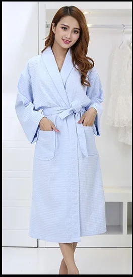 Весенне-летний хлопковый Халат для влюбленных; Банное полотенце; цвет розовый, голубой, белый; парные банные полотенца; халат; Пижама; платье для мужчин и женщин; домашняя одежда - Цвет: Blue